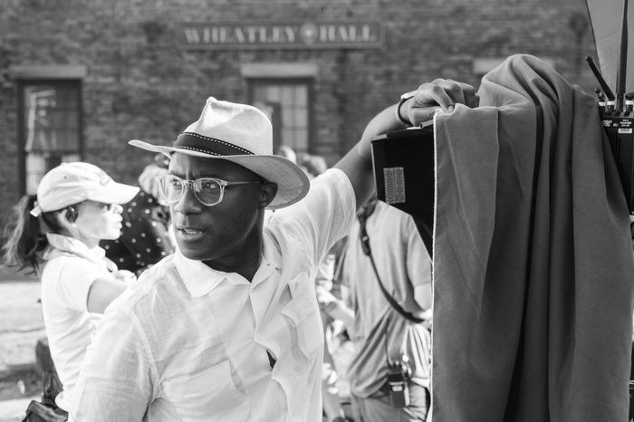 Barry Jenkins on the set of "The Underground Railroad."