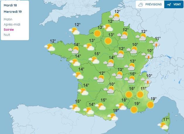 La météo du 19 mai en France, en soirée