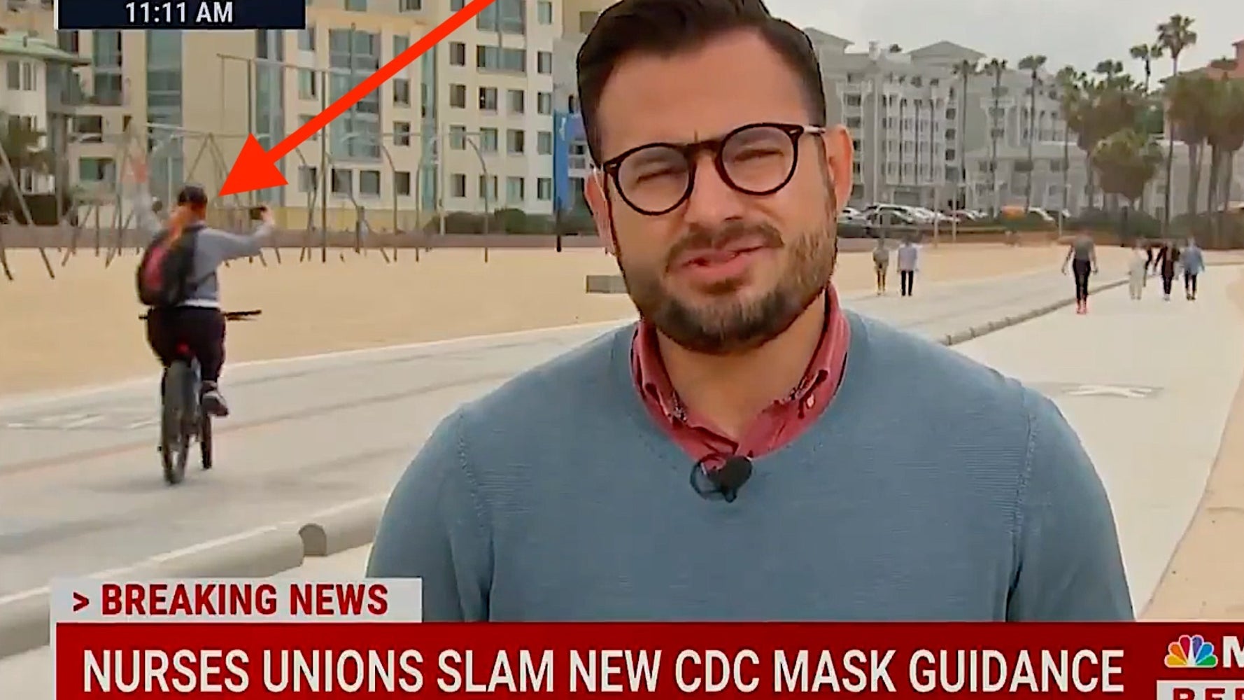 Selfie-Seeking Cyclist Suffers Humiliating Moment On Live TV