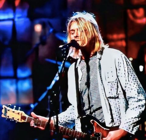 Kurt Cobain en 1993 sur le plateau du 