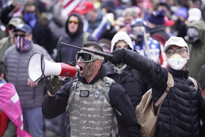 The FBI's suspect No. 275 — identified as Sam Lazar by Lancaster Online and online sleuths — is pictured at the Jan. 6 insurrection at the U.S. Capitol.