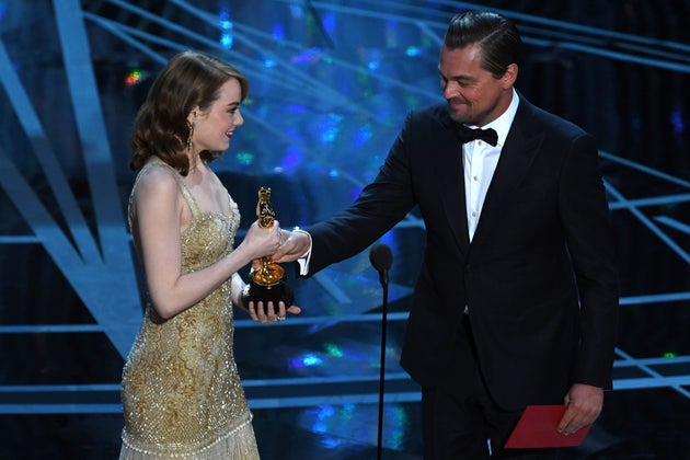 Leo presented Emma with her Oscar for Best Actress in 2017 