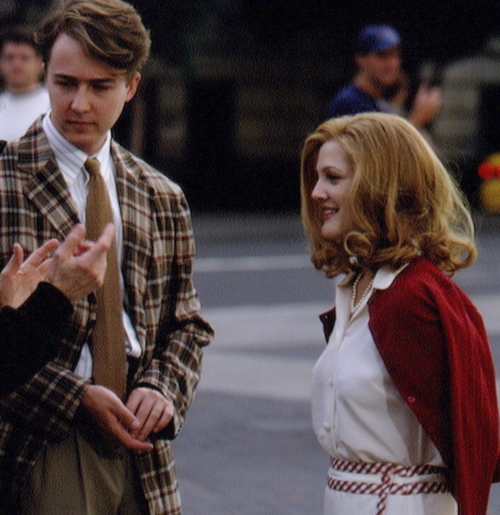 Drew Barrymore on the set of &ldquo;Everyone Says I Love You.&rdquo;