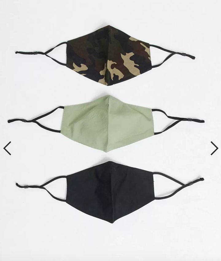 Pack de tres mascarillas, de Asos.