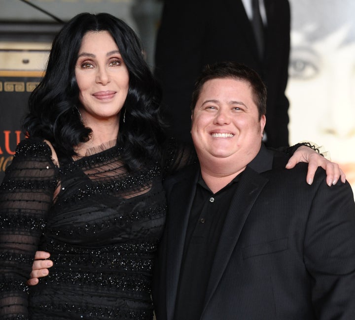 Cher and Chaz Bono at Cher's hand and footprint ceremony at Grauman's Chinese Theatre on Nov. 18, 2010.