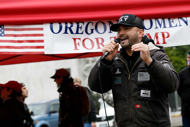 Supporters of President Donald Trump stage a protest against the 2020 election results at Oregon's State Capitol in Salem on