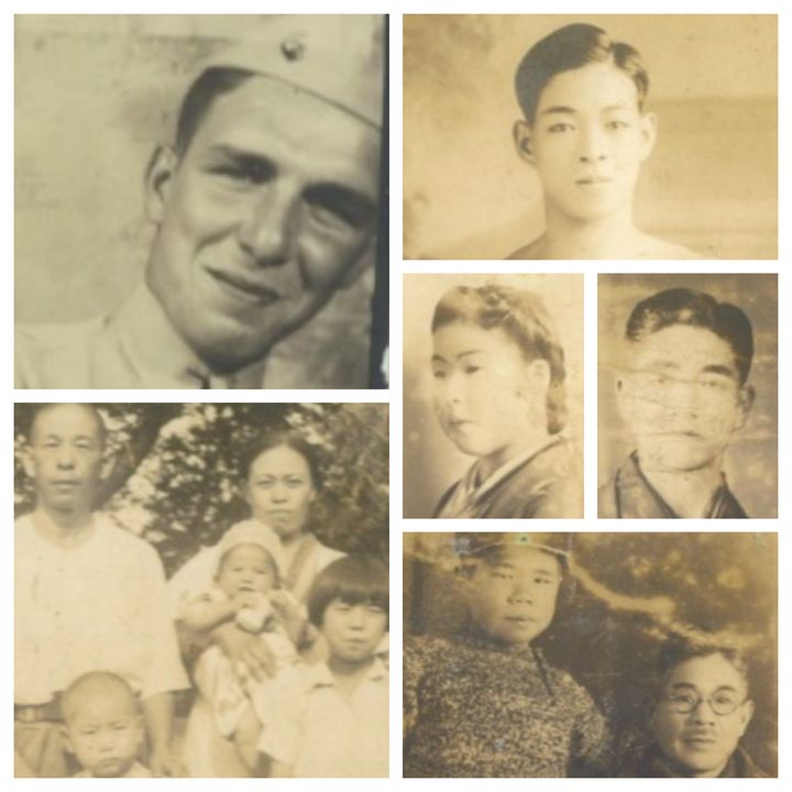 ハリーさん（左上）とハリーさんが持っていた日本兵の写真
