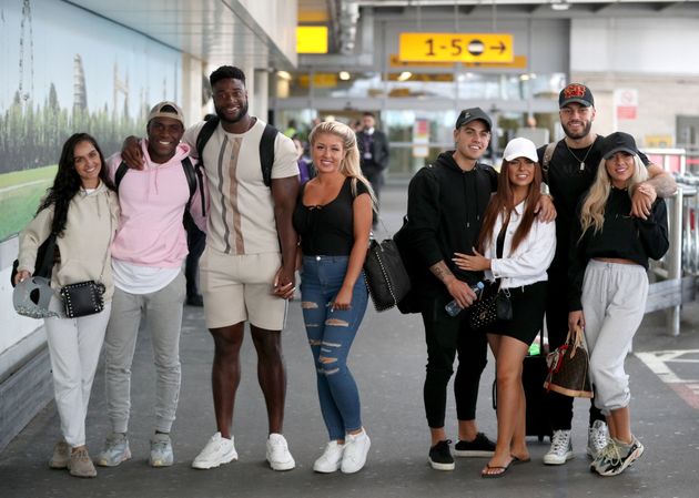 Luke Mabbott and Demi Jones (second couple from right) with the Love Island finalists 