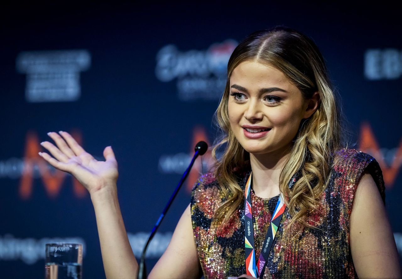 Greece's singer Stefania poses for a photo after a press conference of the Eurovision Song Contest in Rotterdam, on May 20 2021. - The 65th edition of the Eurovision Song Contest final takes place on May 22 in Rotterdam. Due to the Civid-19, only a limited number of visitors are welcome. - Netherlands OUT (Photo by Sander Koning / ANP / AFP) / Netherlands OUT (Photo by SANDER KONING/ANP/AFP via Getty Images)
