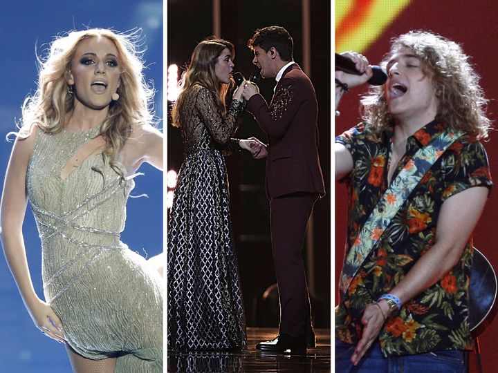 De izquierda a derecha, Edurne, Alfred y Amaia y Manel Navarro.
