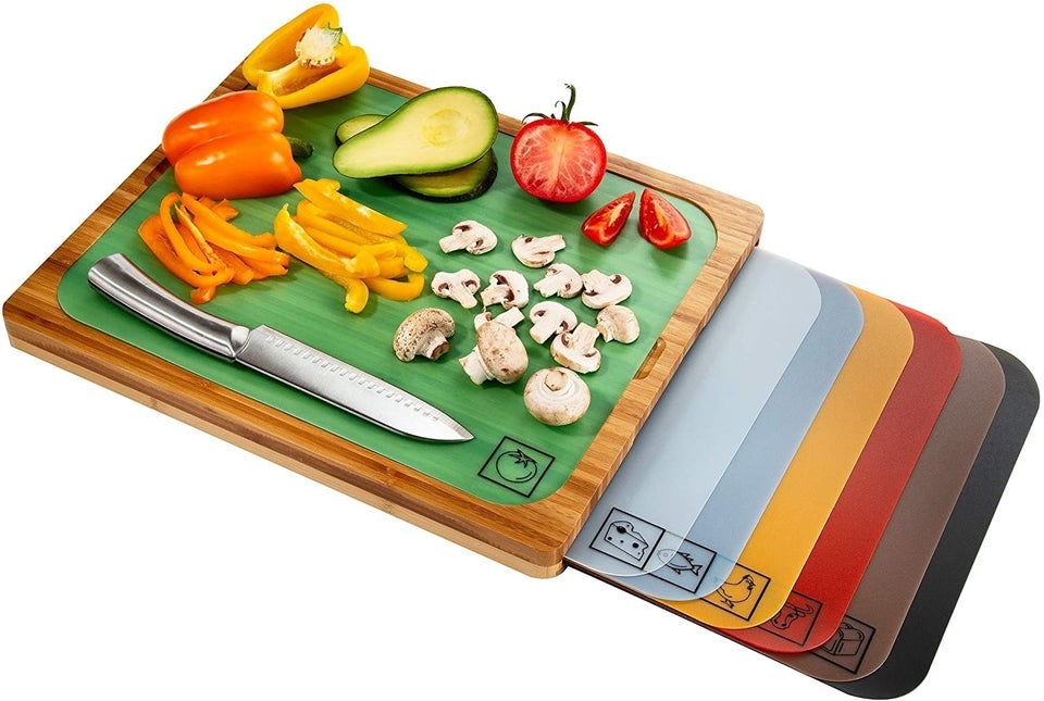 Extra Thick Flexible Plastic Cutting Board Mats, Set of 4, Color Coded with  Food Icons, Waffle Back Grip Underside by Better Kitchen Products