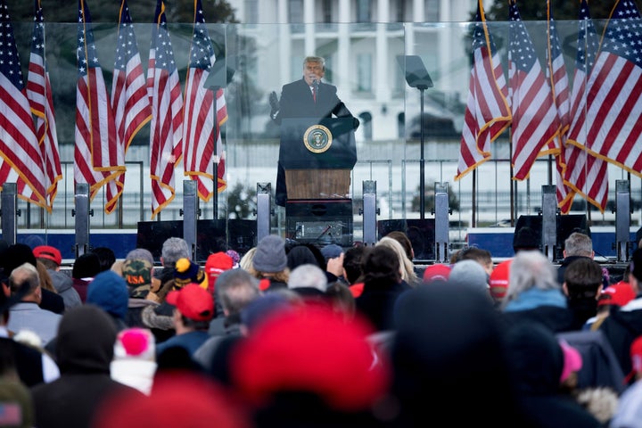 President Donald Trump speaks to supporters at a rally near the White House on Jan. 6, shortly before some stormed the Capito