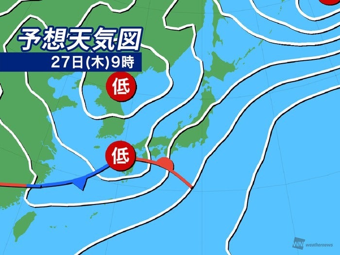 予想天気図 27日(木)9時