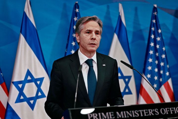 Secretary of State Anthony Blinken speaks during a joint press conference with Israel's prime minister in Jerusalem on May 25, 2021.