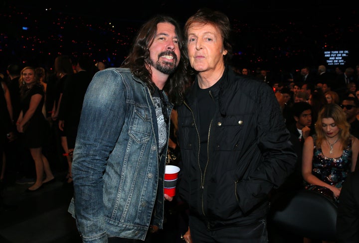 Dave Grohl and Paul McCartney at The 57th Annual Grammy Awards in 2015.