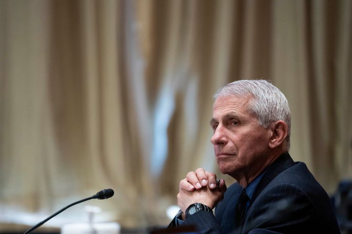 Dr. Anthony Fauci, director of the National Institute of Allergy and Infectious Diseases, listens during a Senate Appropriations subcommittee hearing on Wednesday.