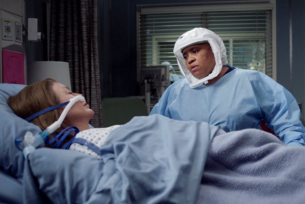 Dr. Miranda Bailey (Chandra Wilson) watches over Dr. Meredith Grey during Season 17 of 