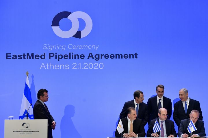 02/01/2020- Τελετή υπογραφής διακρατικής συμφωνίας για τον αγωγό EAST MED μεταξύ Ελλάδας Κύπρου και Κύπρου