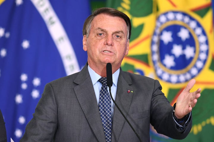 El presidente de Brasil, Jair Bolsonaro, interviene en un evento.