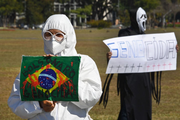 Una protesta con el presidente de Brasil, Jair Bolsonaro, por su gestión durante la pandemia.