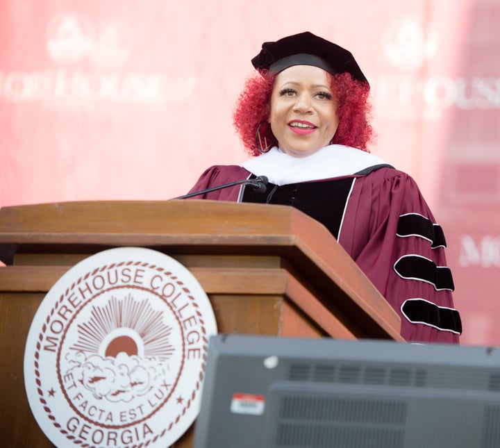 Author Nikole Hannah-Jones speaks May 16 at commencement at Morehouse College in Atlanta.