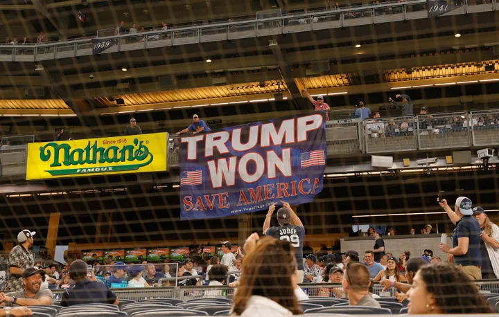 Fan shows support for Trump with custom Yankees jersey