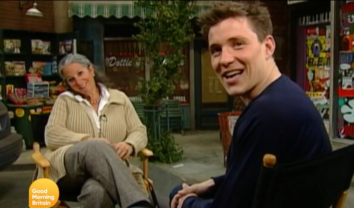 Ben interviewing Friends boss Marta Kauffman for GMTV in 2002