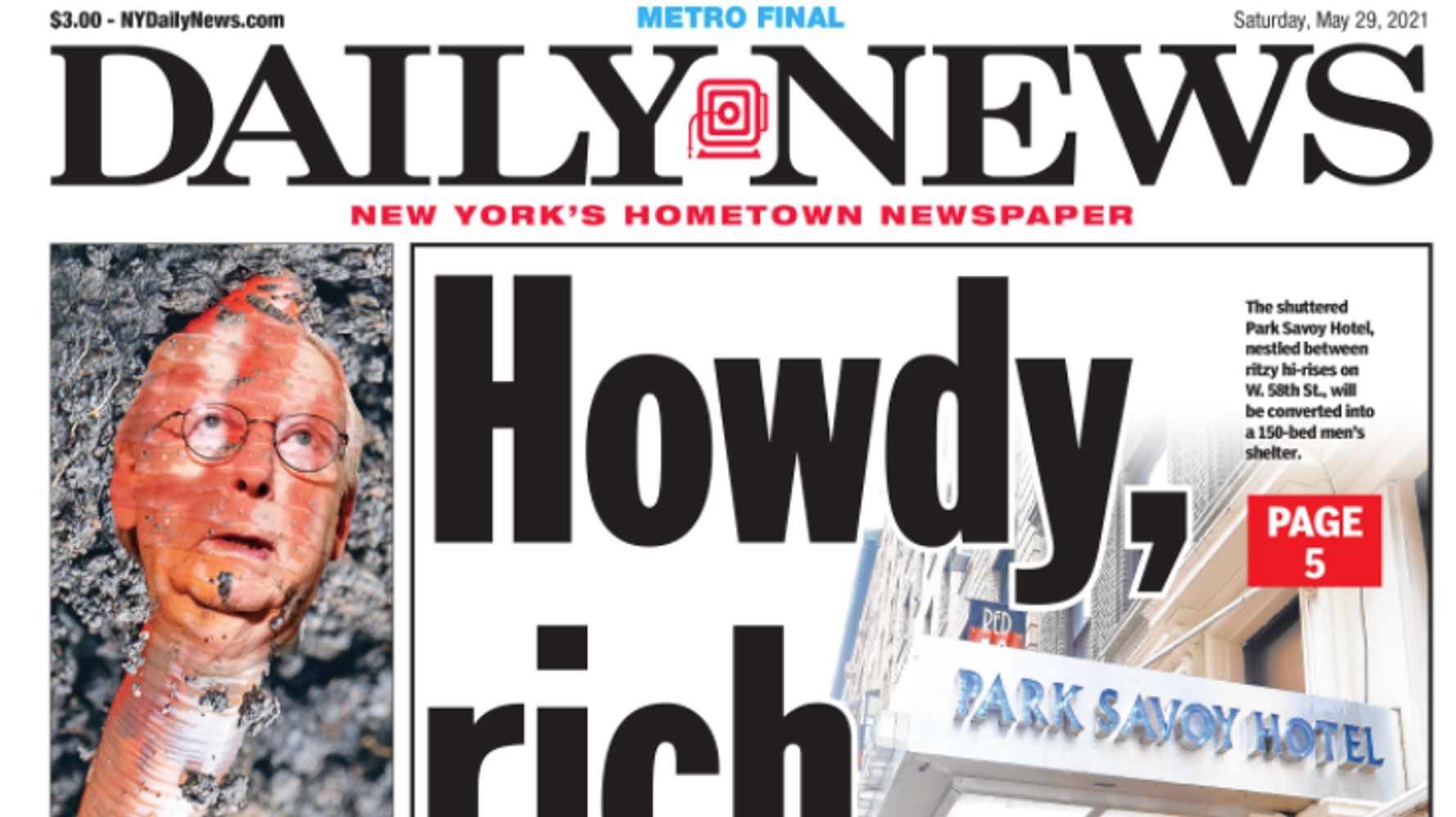 Mitch Mcconnell Is A Spineless Mcworm On Damning New York Daily News Cover Huffpost Latest News