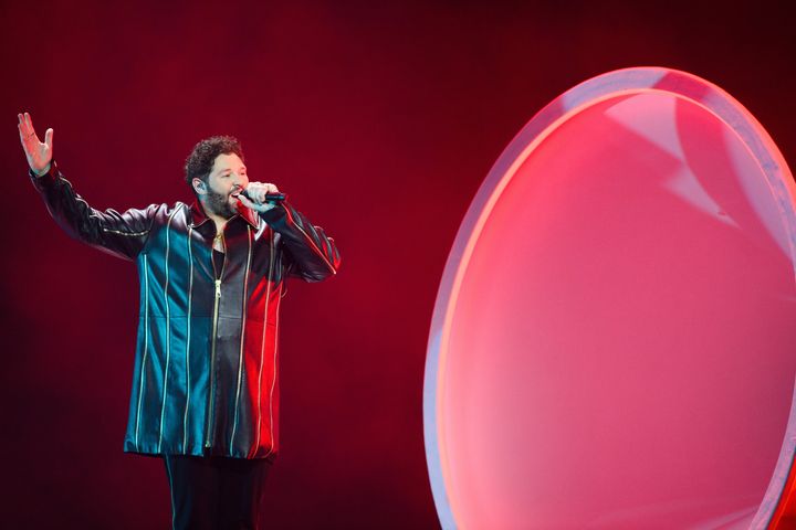 UK representative James Newman on stage during this year's Eurovision Song Contest
