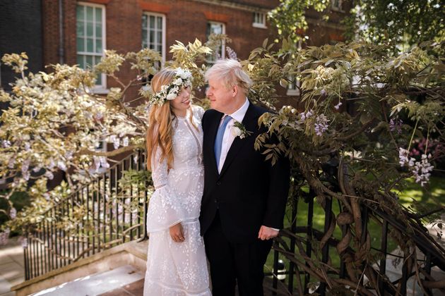 Carrie Symonds and Boris Johnson on their wedding day