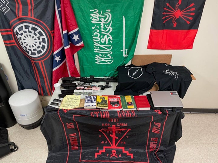 Some of the items authorities say they recovered from Blevins' house are pictured in a photo shared by the Kerr County Sherif
