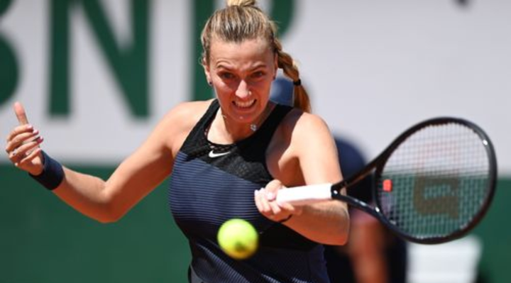 Petra Kvitova during her first round victory at the French Open on Sunday.