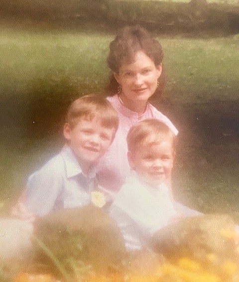 The author with her sons Eric (left) and Kyle (right).