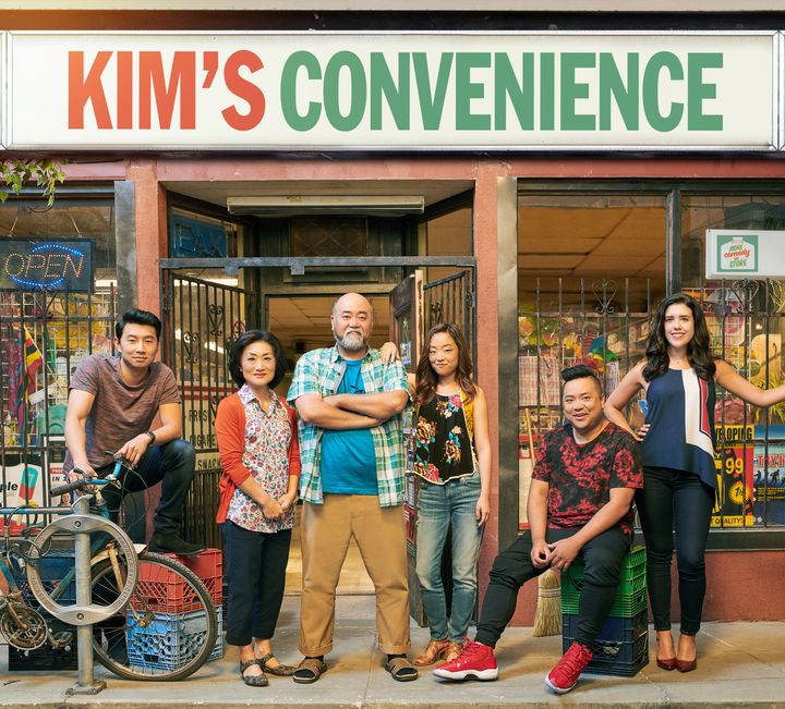 The cast of "Kim's Convenience": (from left to right) Simu Liu, Jean Yoon, Paul Sun-Hyung Lee, Andrea Bang, Andrew Phung and Nicole Power.