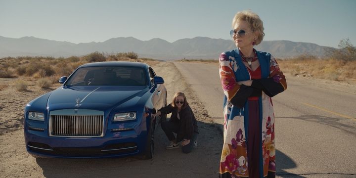 Ava (Hannah Einbinder) (left) and Deborah (Jean Smart) (right) stranded in the desert, in a scene from the HBO Max comedy series "Hacks."