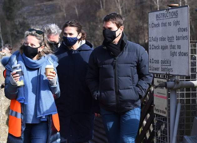 Tom Cruise and Hayley Atwell on the set of Mission: Impossible 7 in Levisham earlier this year