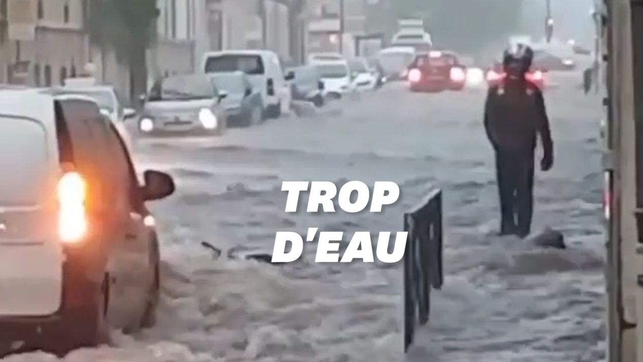 Les rues de Reims sous les eaux après un violent orage et de fortes pluies