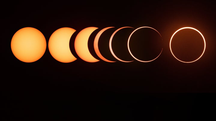 The entire sequence of a 2019 annular solar eclipse.
