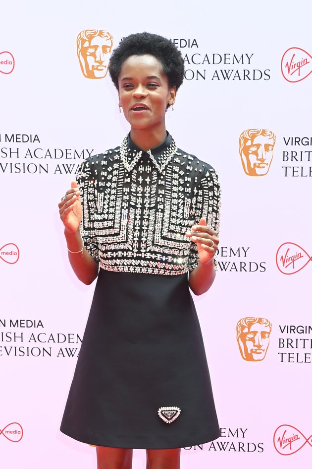 LONDON, ENGLAND - JUNE 06: Letitia Wright  attends the Virgin Media British Academy Television Awards 2021 at Television Centre on June 06, 2021 in London, England. (Photo by Dave J Hogan/Getty Images)