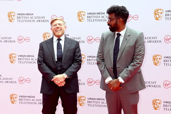 LONDON, ENGLAND - JUNE 06: Rob Beckett and Romesh Ranganathan attend the Virgin Media British Academy Television Awards 2021 at Television Centre on June 06, 2021 in London, England. (Photo by Dave J Hogan/Getty Images)