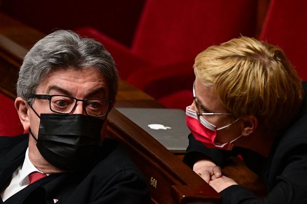 Jean-Luc Mélenchon et Clémentine Autain photographiés le 11 mai à l'Assemblée nationale (illustration).