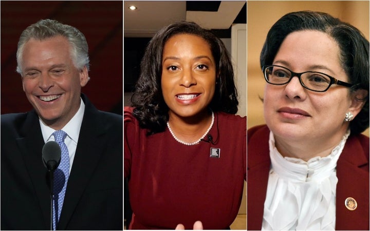 Former Gov. Terry McAuliffe, left, is poised to defeat former Del. Jennifer Carroll Foy, center, and state Sen. Jennifer McClellan, despite criticism of his decision to seek a second term.