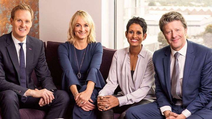 Louise with co-hosts Dan Walker, Naga Munchetty and Charlie Stayt