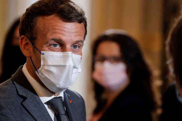 Emmanuel Macron lors d'une rencontre avec les ONG à l'Élysée en amont de la réunion du G7.