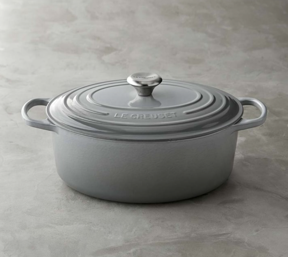 SAVEUR Selects Enameled Cast Iron Oval Dutch Oven 6 Quart, Saveur Blue