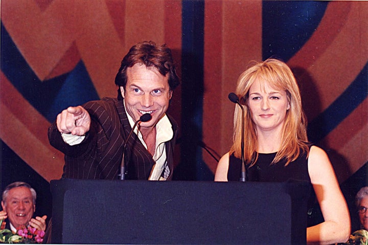 "Twister" stars Bill Paxton (left) and Helen Hunt in 1996. 