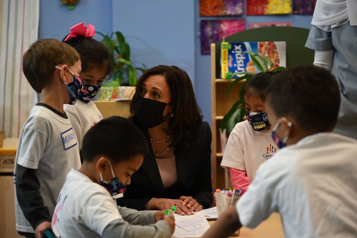 Vice President Kamala Harris visits an early childhood education center in Washington, D.C., on June 11.