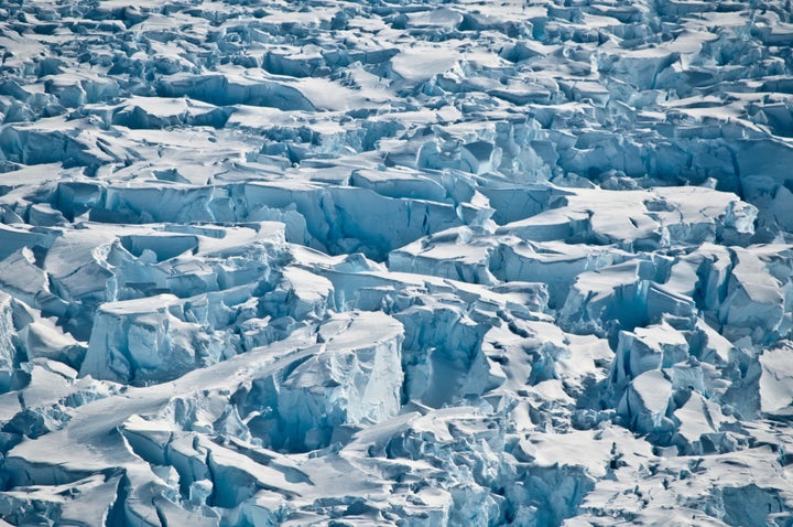 This January 2010 photo provided by Ian Joughin shows crevasses near the Pine Island Glacier grounding line, near its western margin in Antarctica. (Ian Joughin via AP)