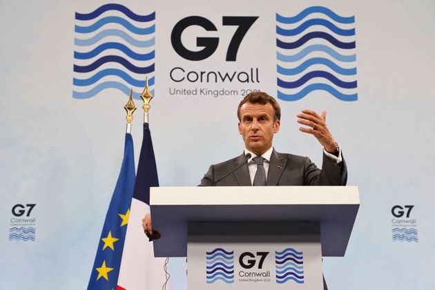 Emmanuel Macron lors de sa conférence de presse au G7 dimanche 13 juin.