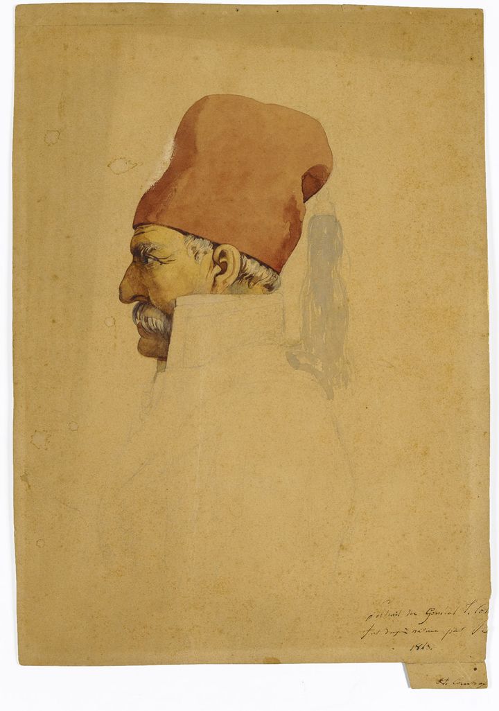 Πορτρέτο του Θεόδωρου Κολοκοτρώνη, υδατογραφία και μολύβι σε χαρτί, 27,5 Χ 20 cm